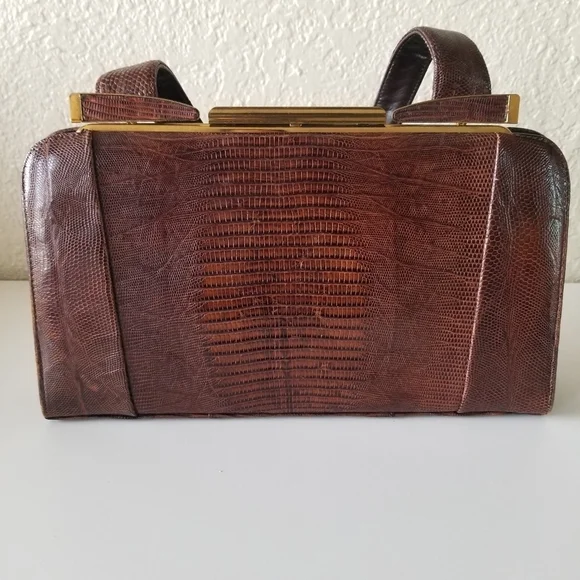 VintageLizard Leather Top Handle Bag
